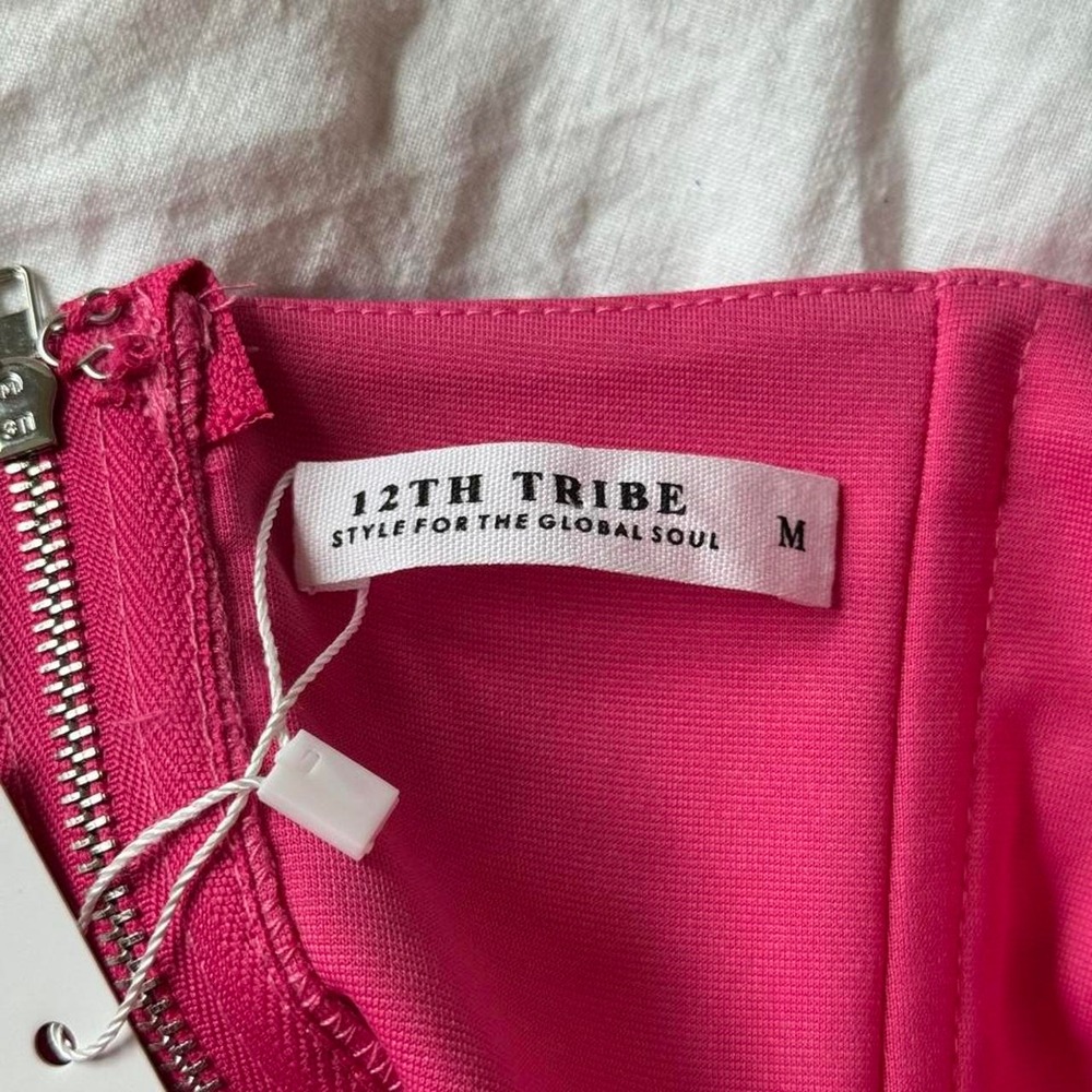 12th Tribe Hot Pink Feather Bandeau Crop Top Women's Size M - Picture 5 of 7